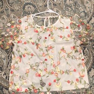 Flower embroidered top